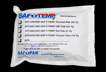 Phase Change Material (PCM) Saf-T-Pak s Phase Change Material (Saf-T-Temp ) is designed to provide your shipment with the thermal protection required to ensure safe transport.