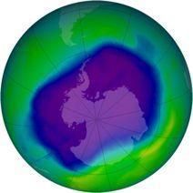 The blue and purple colors are where there is the least ozone Climate change Fact 1: Greenhouse gases increase the temperature of the atmosphere Fact 2: Humans have increased atmospheric