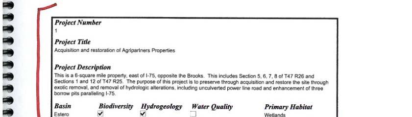 Landscape Level Natural Resource Value Lee County Master Mitigation Plan Acquisition of Edison Farms is Project #1 listed in Appendix B