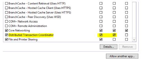 Select the Security tab and ensure that Network DTC Access is marked along with the items found in the following screenshot: Also, in addition to the configuration above, you