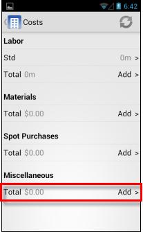 CorrigoNet Mobile Technician Application User Guide: Android Devices 5. Enter the item cost in the Unit Cost field. 6. Enter the number of items you purchased in the Quantity field. 7.