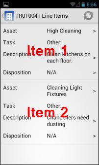 In terms of layout, a multiple item work order is virtually identical to a regular work order except for the location of the five Asset-related fields: Asset, Asset Path, Task, Description, and