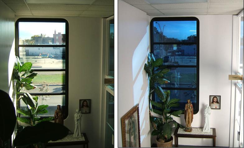 FIGURE 13: Because of the heat gain in the chapel at the Diocese of Colorado, the room was unusable until electrochromic glass was installed. Medical facilities Case Study 8.
