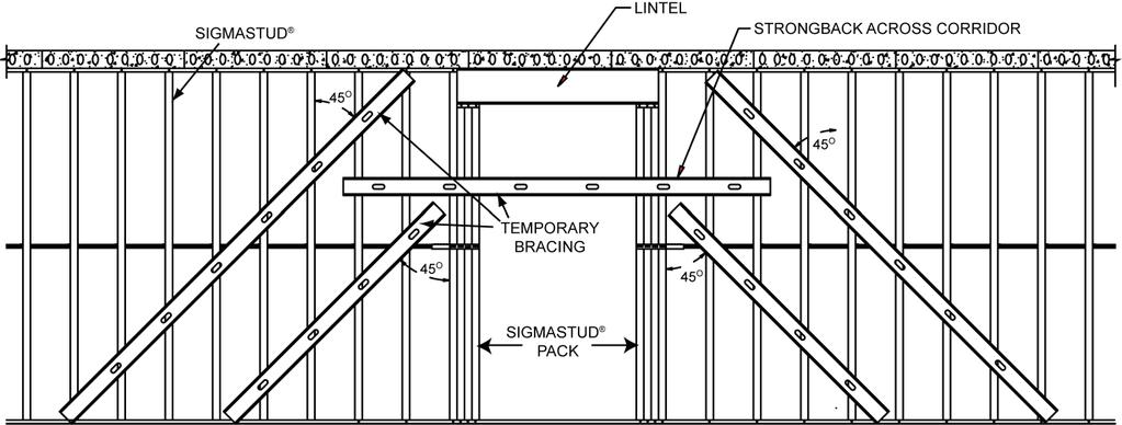 Load Bearing Wall Members Temporary Construc on Bracing Temporary construc on bracing is necessary in order to install steel framed load bearing wall systems.