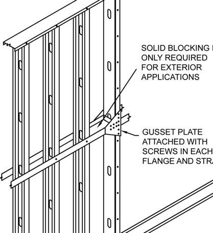 Load Bearing Wall Members Anchorage of Lateral Bracing (Bridging) Forces Load Bearing Wall Bridging Row Anchored to Jamb Stud or End Column - Track Bracing Utilizing BridgeBar 150 with BC600 / BC800