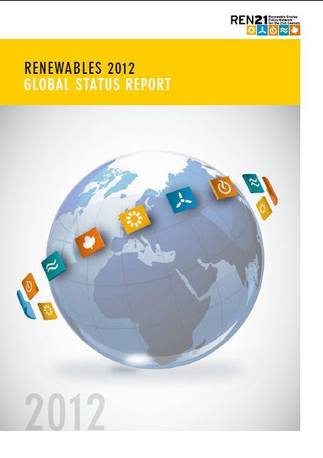 REN21 Renewables Global Status Report Launched along with UNEP s Global trends in RE investment Team of over 500 Contributors, researchers & reviewers worldwide The report features: Global Market