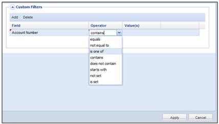 Page 15 Creating Custom Filters You can use Custom Filters to select criteria to customize your reports. To create a customized filter on specific fields: 1.