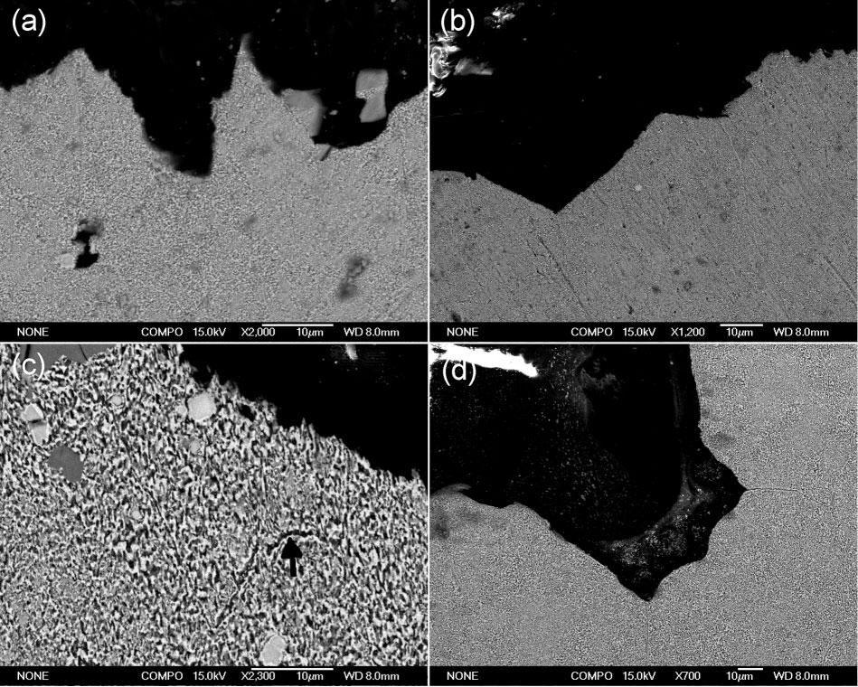 7 Side views (SEM) of tensile fractured areas of solution treated thixoformed ZA27 alloy after being aged for a 0, b 1, c 10 and d 48 h Acknowledgements The authors would like to thank for financial