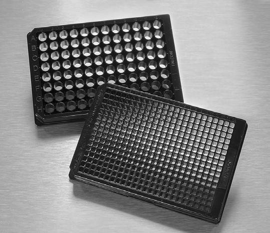 auto-fluorescence, and birefringence. Corning BioCoat Collagen- and PDL-coated surfaces are also available. HEK-293 cells grown on Corning BioCoat Poly-D-Lysine (PDL) microplates.