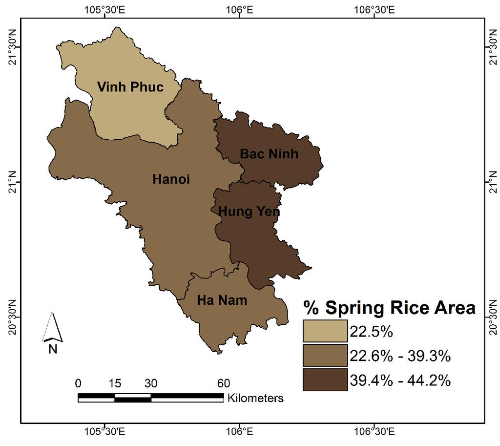 Study Area: Hanoi Capital Region 5 provinces, 700,000 ha, 15million people Located within Red River Delta Has highest cloud cover of continental SE Asia (Whitcraft et al 2015) Hanoi