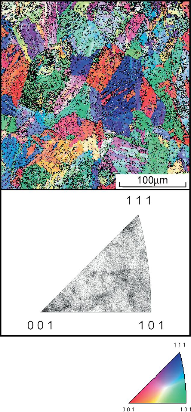 ISIJ International, Vol. 45 (2005), No. 6 tion in the TEM image (b). The dislocation density was estimated at 2.0 1015/m2 by X-ray diffractometry.