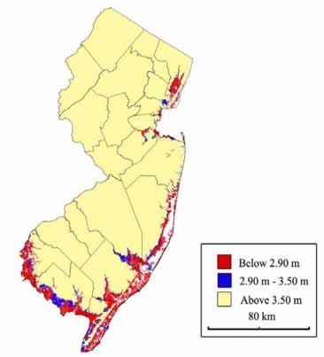 Impact of sea level rise on New Jersey We will lose some land. As sea level rises so does the potential flood impact Sea level rise (m) 0.61 1.22 2.