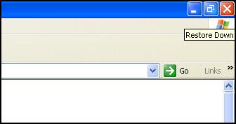 3. To reduce the size of the browser screen, click the Restore Down button located at the top right