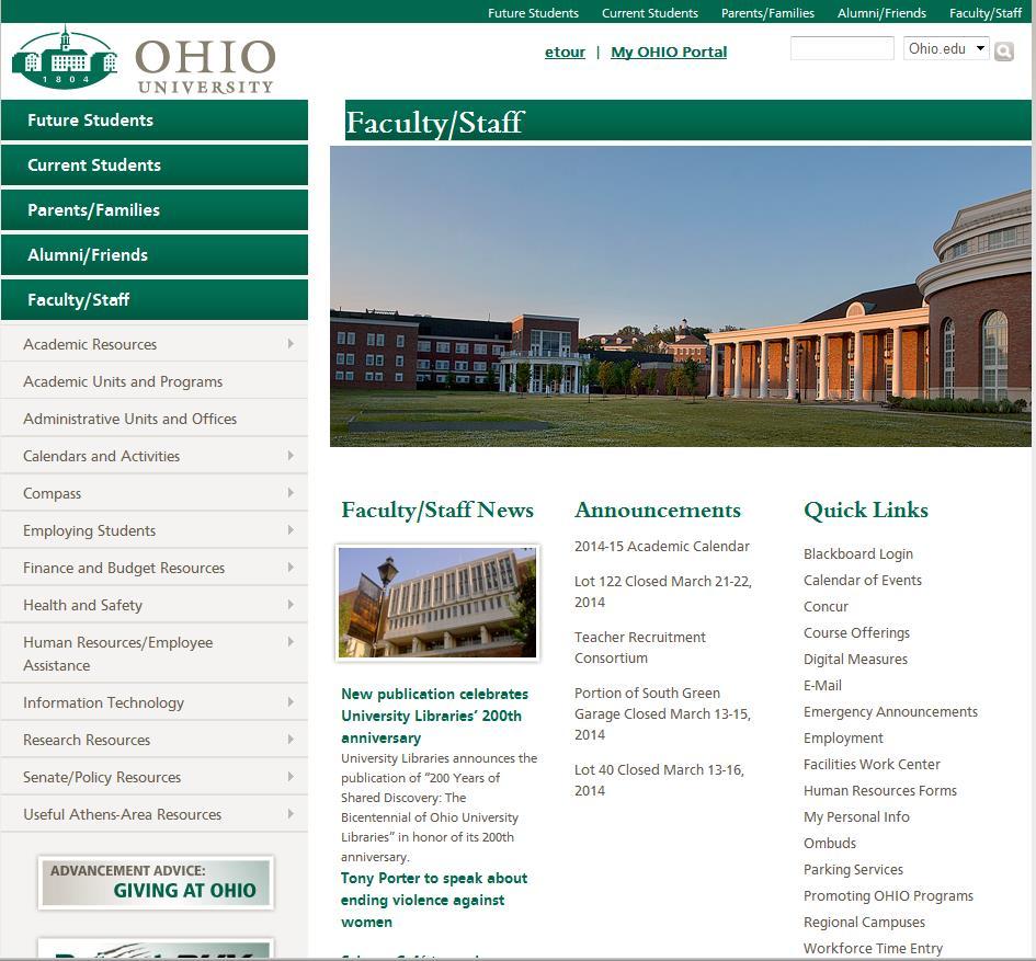 Task #1 (cont.) Access the Workforce Program 3 Click the Workforce Time Entry link. Ohio University Login 4 Click in the Ohio ID field. Enter your Ohio ID. Press the Tab key. Enter your Ohio Password.