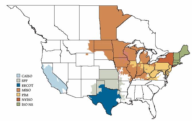 ISO/RTOs in the United States 2006 MISO ISO NE NYISO CAISO SPP PJM ERCOT Source: State of