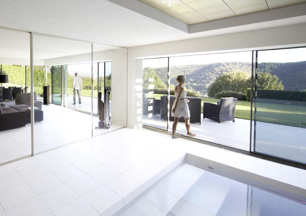DESIGN #Frameless # #Large-scale # #Modular # #Individual # The frame profile is pared down to a minimum dimension of 38 mm to allow seamless integration into the floor, ceiling and walls.