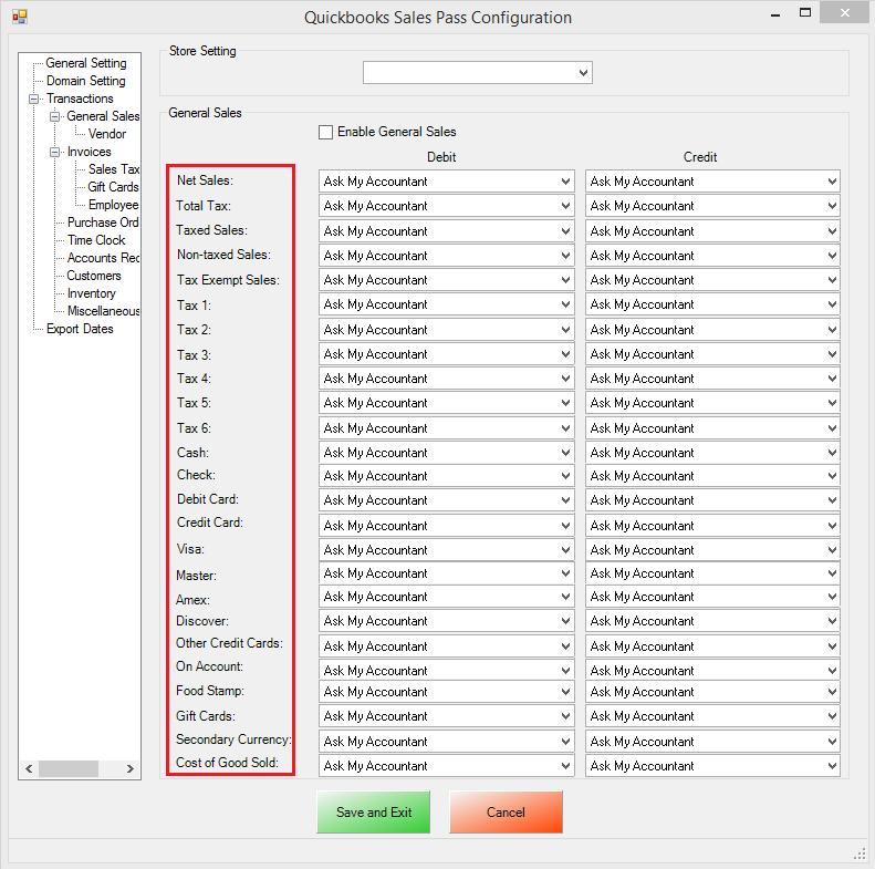 General Sales Exprt - Accunt Selectin In CRE/RPE after selecting yur Cmpany File yu will want t select GeneralSales n the left.