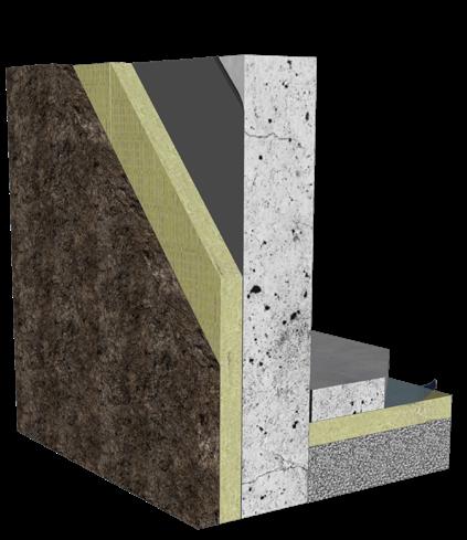Exterior-insulated Below-grade Wall Crushed gravel ROCKWOOL COMFORTBOARD Below-grade waterproofing Concrete foundation wall Interior finishes ROCKWOOL COMFORTBOARD Energy Savings High Vapor
