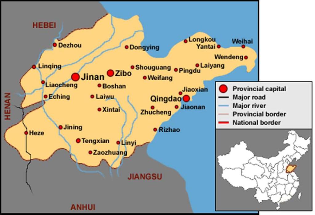 Case study area and method Twelve villages in Dezhou, Zibo, Weifang, Shandong Province,