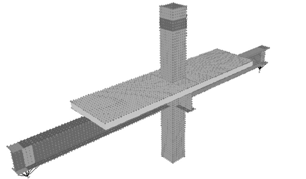 specimen was constructed using a commercial structural analysis code SAP2000 (Figure 5(a)). The beams and column were modeled using a shell element, and the slab was modeled by a solid element.
