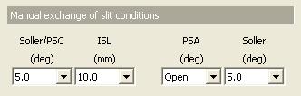 1.2 Customizing scan conditions and slit conditions Table 1.2.1 shows the choices of the aperture angles of the parallel slits and PSA, and the length of the length limiting slit.