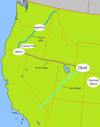 Incremental Transport South to North Incremental Opal Additional capacity to move gas from Utah to Opal Incremental Ruby Additional capacity to