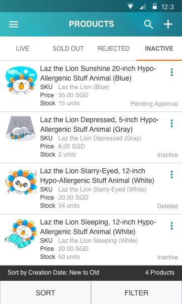Product Overview Rejected: Products that are not visible to the customers as it does not meet the requirement set by Lazada Inactive: