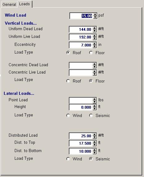 Masonry Design Modules 175 Wind Load Enter the wind load (in psf) that should be applied laterally to the full height of the wall.