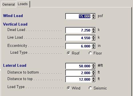 Masonry Design Modules 191 Wind Load Enter the wind load acting on the column width.