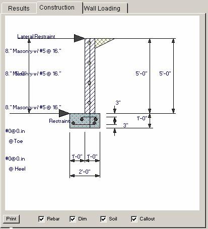 290 ENERCALC Wall Loading Diagram Tab This tab provides a sketch of the wall and it's applied