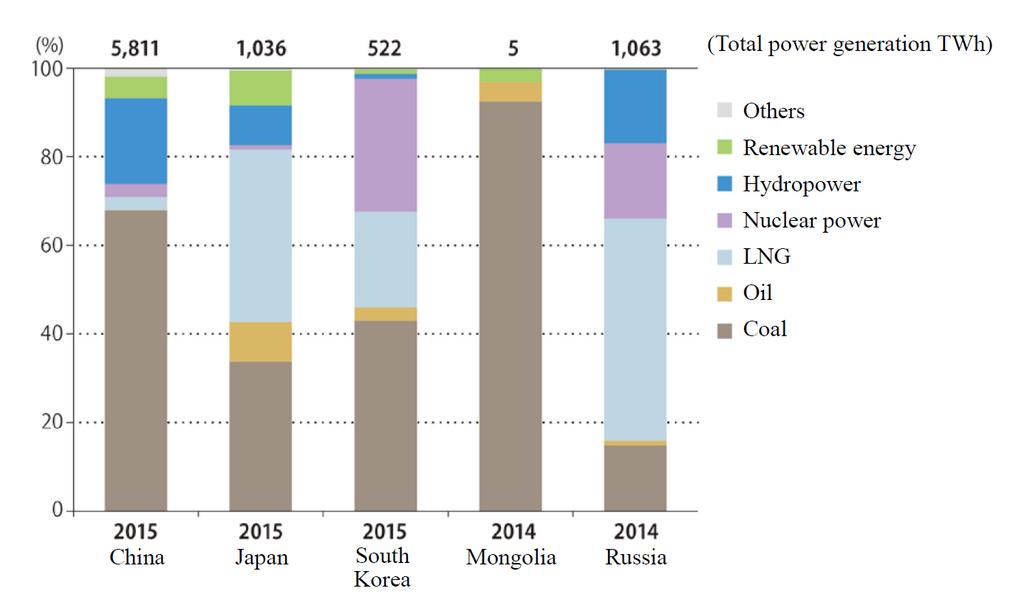 Power generation mix: High share of fossil fuel Source: Created by Renewable Energy Institute based on CEC