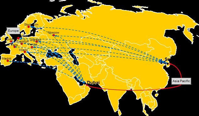 DHL Logistics Hubs- SEAIR From Asia to Europe and Middle East From Asia to
