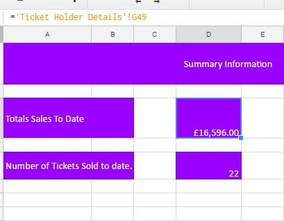 Over here i have added in calculation, which states that every time the cell in the ticket holders detail
