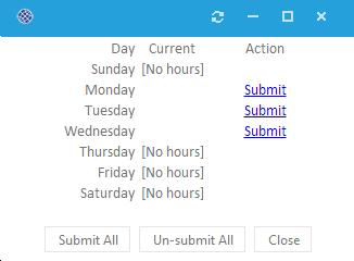 Exact time increment with comments will be added to the Timesheet and can be updated as needed.