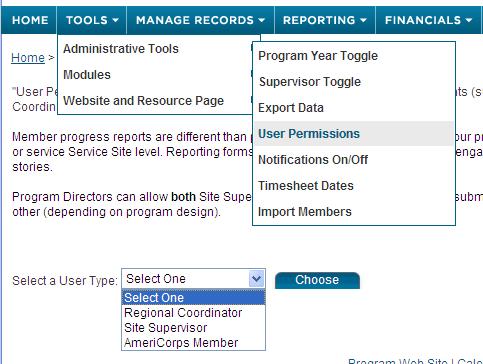 Three access options exist for program director users: access to all functions, access to all functions except fiscal functions, and access to only fiscal functions.