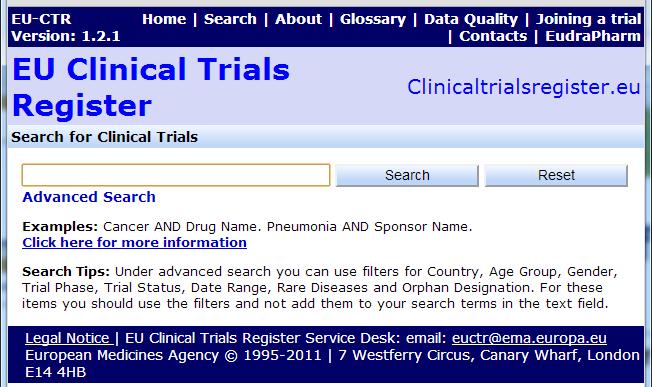 Paediatric clinical trials in EU-CTR clinicaltrialsregister.