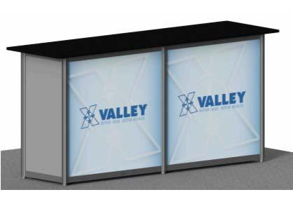 panels and black laminate top and locking storage. Dimensions: 76 wide x 18.875 deep x 40 high All Rentals include: Material handling, installation and dismantle of exhibit only.