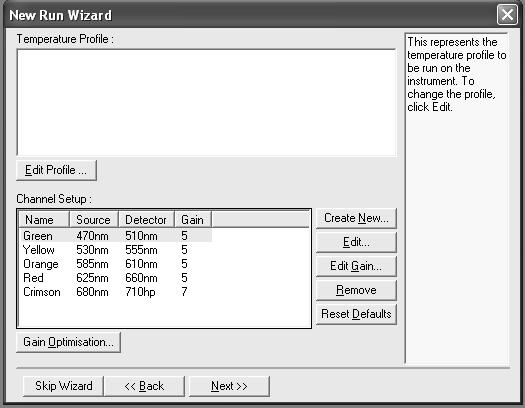 12. Click the Edit Profile button in the next New Run Wizard dialog box (Figure 17), and program the