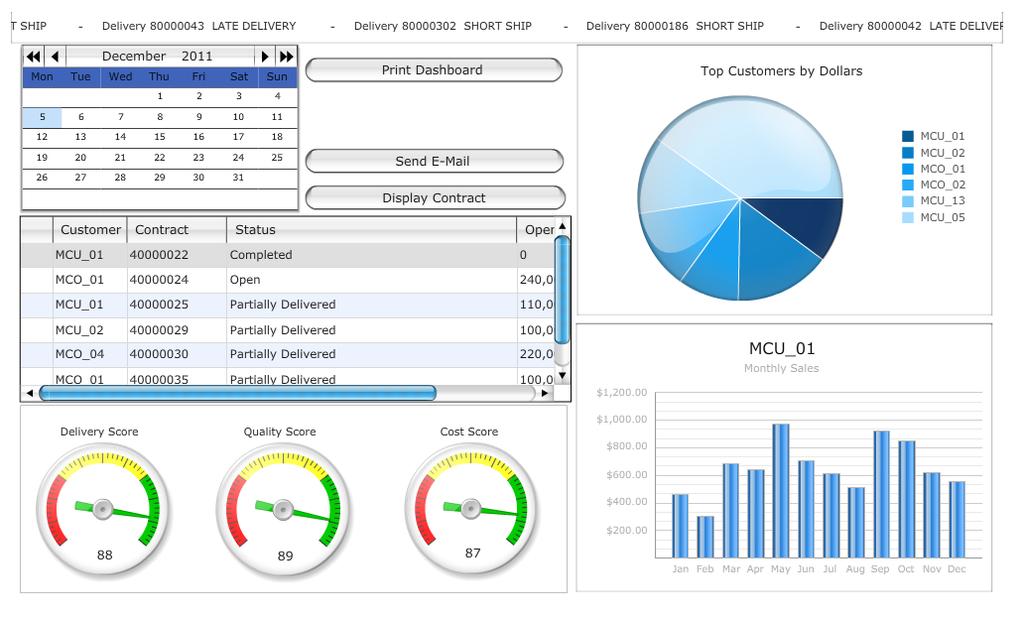 SAP Business Objects Xcelsius Dashboard for Commodity Sales
