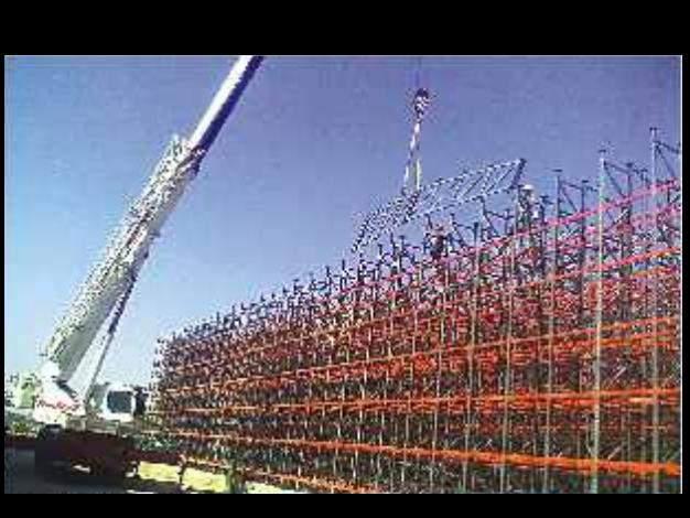 Conventional/Double Deep Racks (Load earing) El uperstructure with Trusses, Purlins & Cladding support structure.