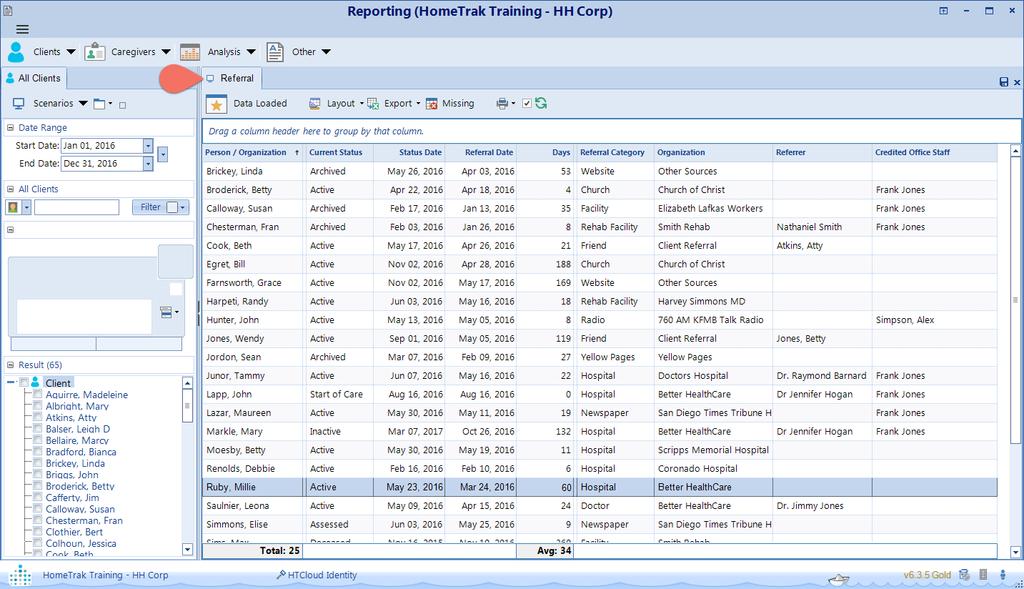 Data Mining and Analyzing for the CRM Process Client Referrals Report The Referrals report summarizes all referral information for a specific date range selected.