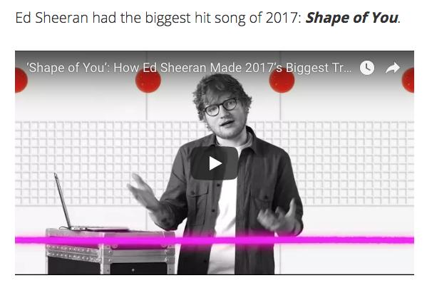 6. Be a Hit Ed Sheeran had the biggest hit song of 2017: Shape of You.
