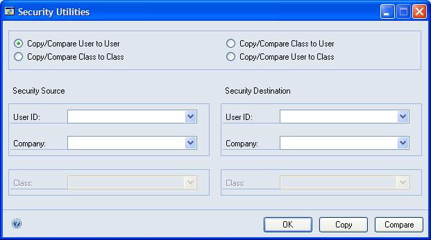 PART 1: MANUFACTURING SETUP Copying and comparing security settings Use the Security Utilities window to copy security settings. You also can use the window to compare security settings.