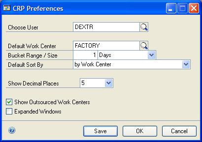 Chapter 11: Manufacturing planning functions user setup Most Manufacturing modules include user preference settings.
