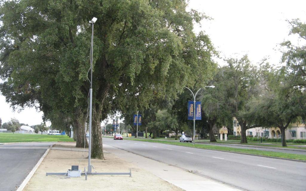 Figure 8: RTMS Mast for Rapid Deployment (View Looking South, Nov 12, 2010) The offset distance of 12 feet was chosen to emulate the scenario where the RTMS is set up beyond the shoulder of the