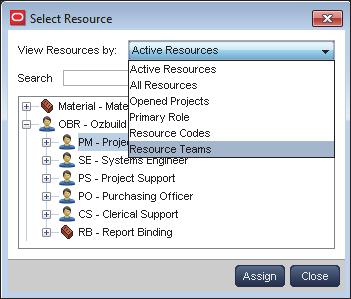 an Assigned Role To assign a Resource to a Role assigned to an activity: Select the activity to be assigned a Resource, Select the Role to be assigned a Resource from the