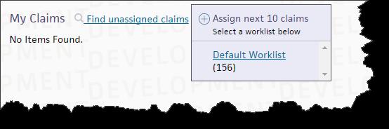 Assigning claims: Assign next 10 claims 1) Click the Assign next 10 claims link.
