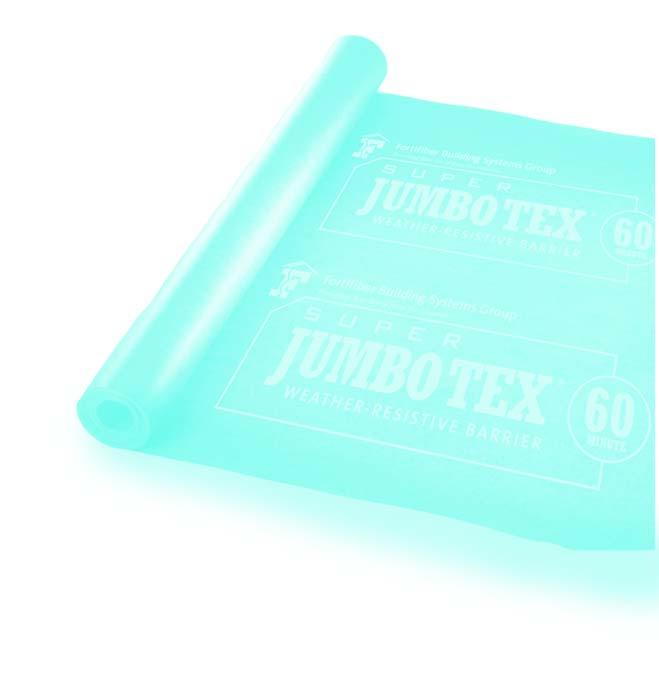 SUPER JUMBO TEX 60 MINUTE Product Description: Super Jumbo Tex 60 Minute is a premier grade weather-resistive barrier designed for use within a variety of exterior wall assemblies.