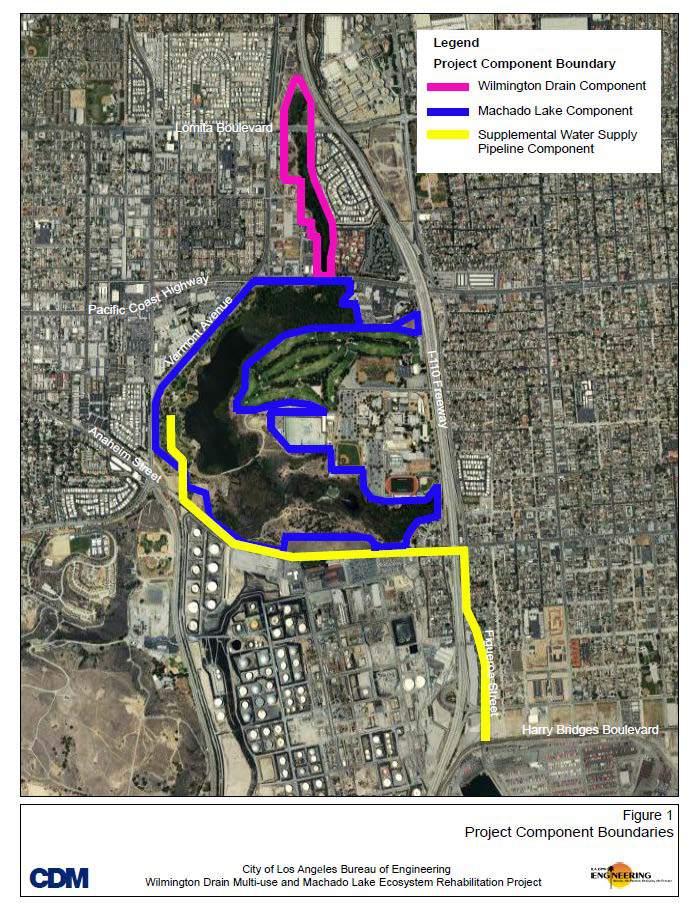 PROPOSED PROJECT COMPRISED OF THREE ELEMENTS Wilmington Drain Multi-use. Machado Lake Ecosystem Rehabilitation. Supplemental Water Supply Pipeline to deliver to Machado Lake during dry-weather.
