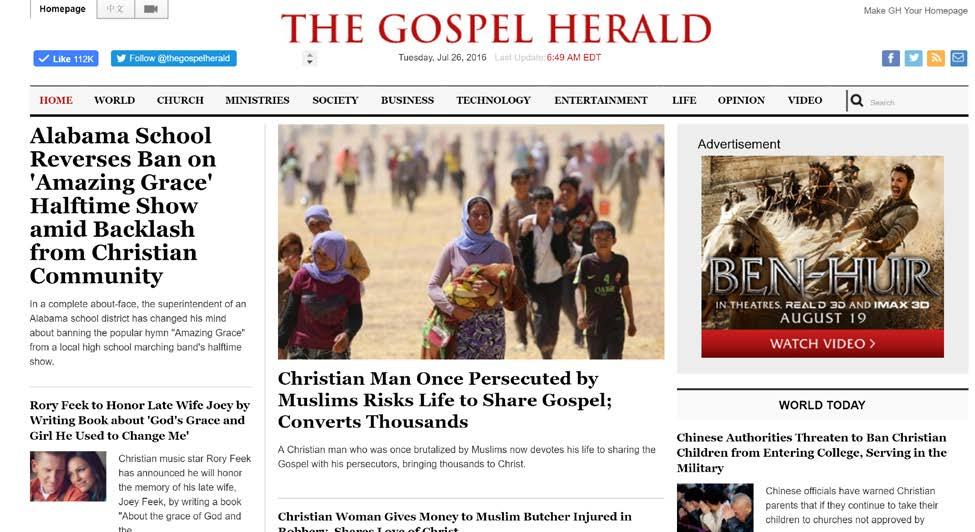 Demographic Breakdown Campaigns Home Page Place your ad message on the Home Page of The Gospel Herald.